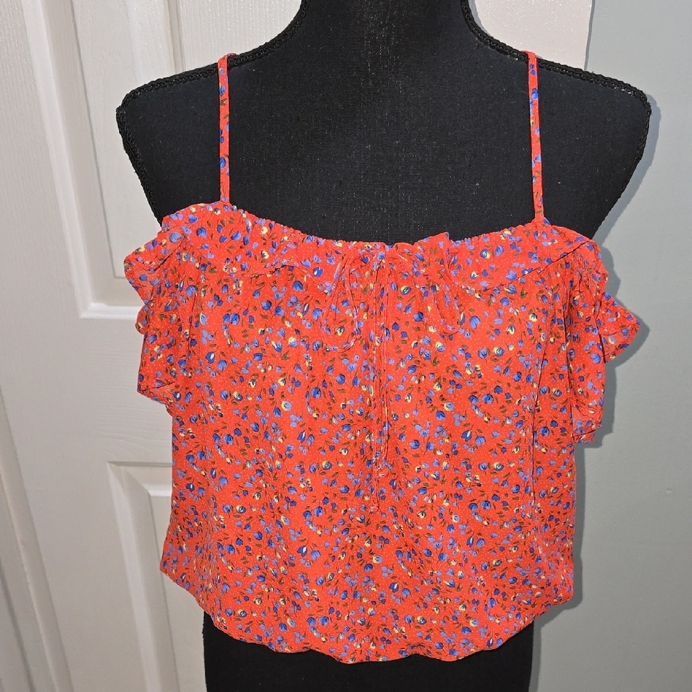 Floral Ruffle Off-Shoulder Top - Red - Picture 11 of 12